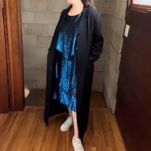 Full length black driving coat | New York spring